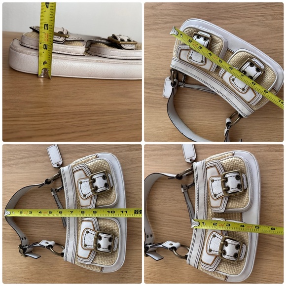 Coach beige straw leather handbag/shoulder bag - Picture 10 of 13